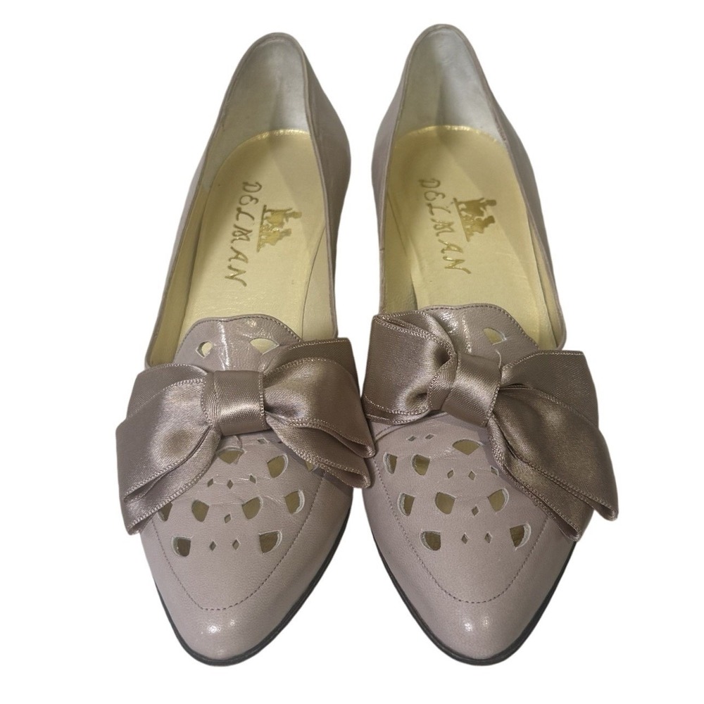 Delman Kitten Heels Tan Leather Size 7 N Coquette Vintage Academia Regencycore